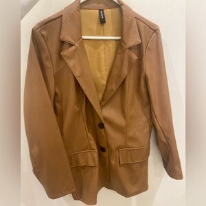 Women's Tan Pleather Blazer